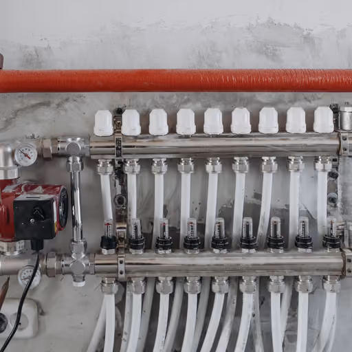 Finished manifold installation with labeled runs