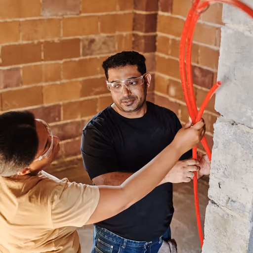 New supply lines being run through the wall